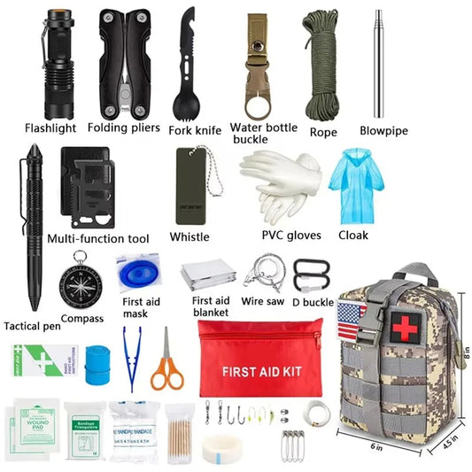 Basic Portable Survival Outdoor Emergency Gear Kit