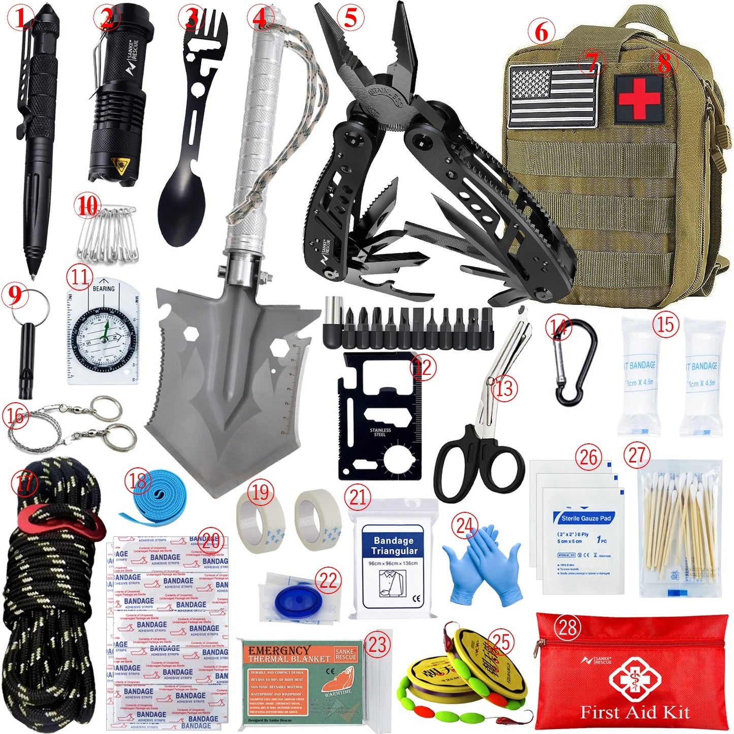 Deluxe Portable Survival Outdoor Emergency Gear Kit